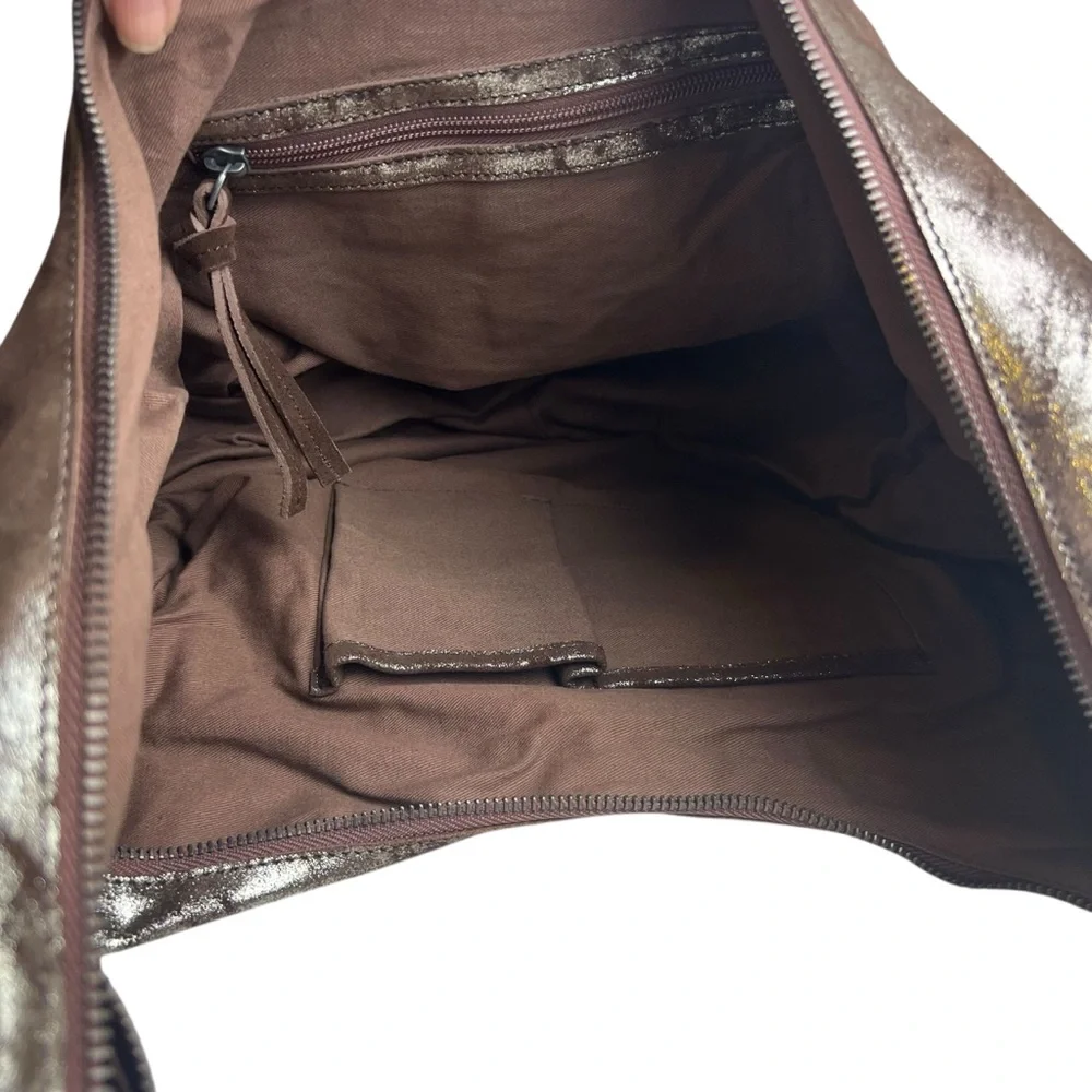Free People NEW We the Free Sparta Chocolate Brown Metallic Hobo Bag Purse